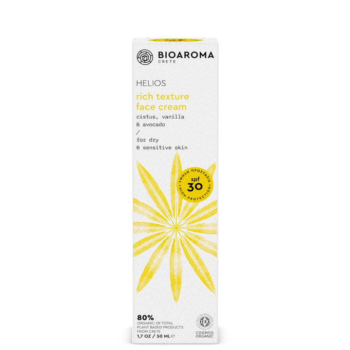 HELIOS Crème solaire visage bio pour peaux sèches et sensibles 30 SPF